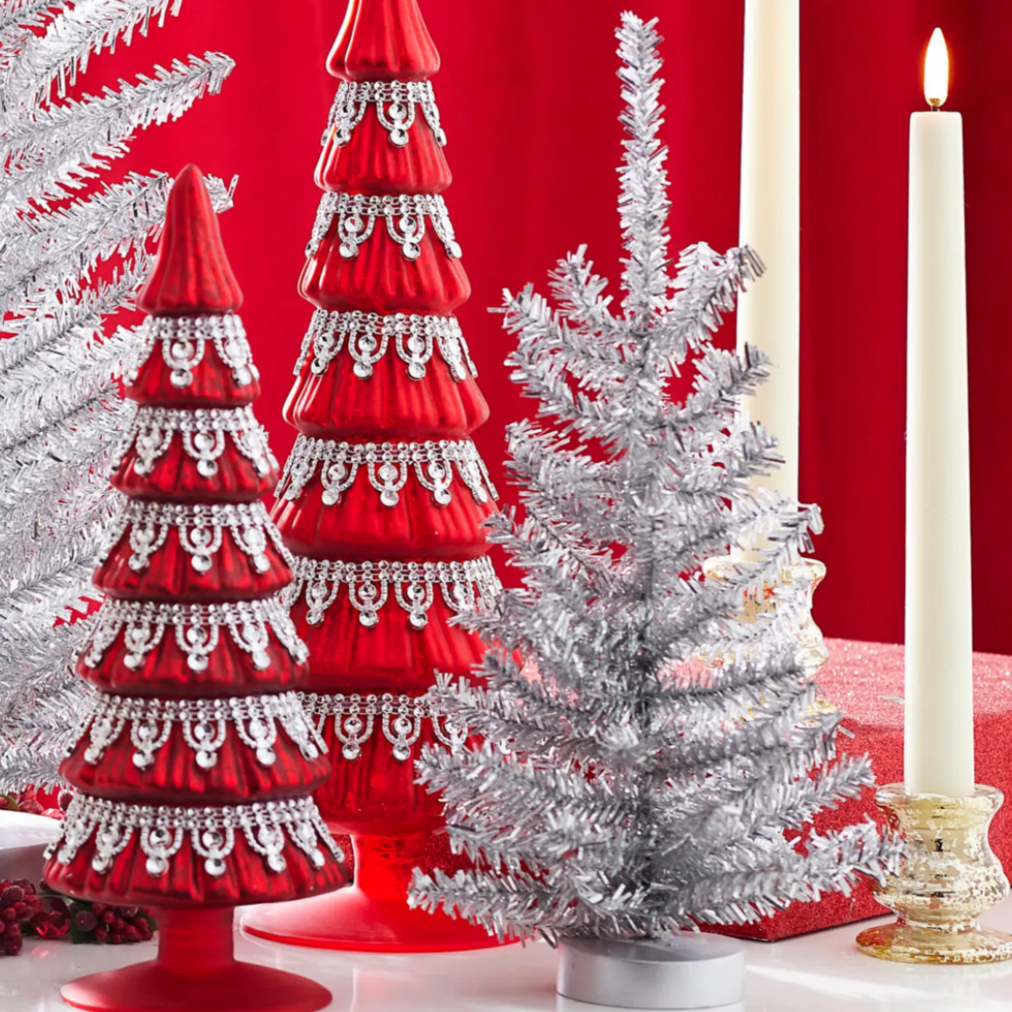 Raz 11.5" Silver Tinsel Christmas Tree 4319196