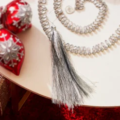 Raz 8.5" Silver Tinsel Tassel Christmas Ornament 4371822