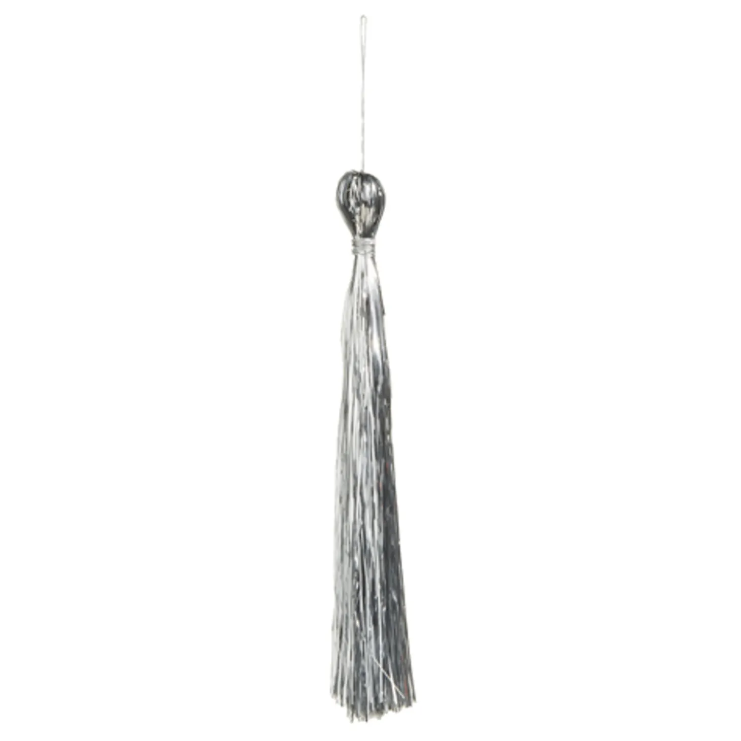 Raz 8.5" Silver Tinsel Tassel Christmas Ornament 4371822