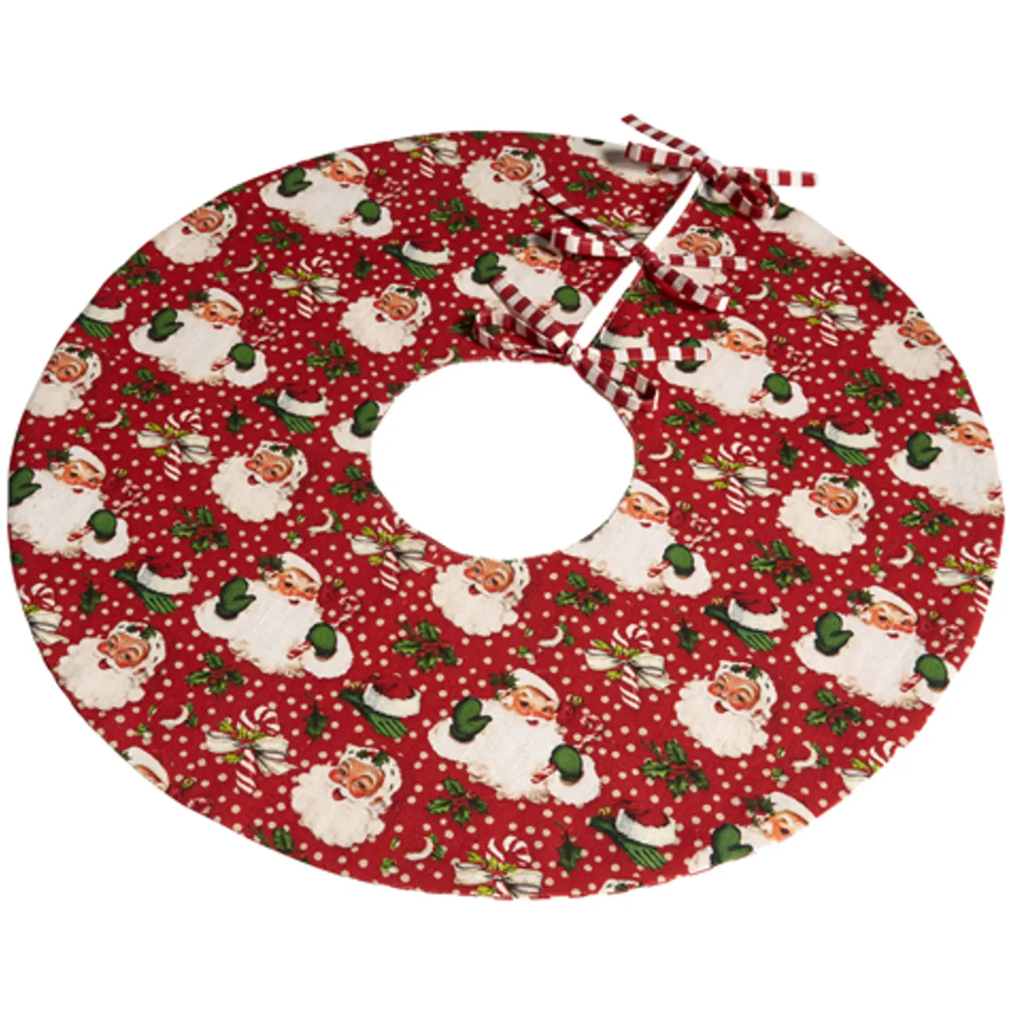 Raz 24" Small Red Or Green Retro Santa Christmas Tree Skirt