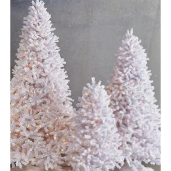 Raz 7.5' Snake Light Flocked White Tinsel Christmas Tree T4152011
