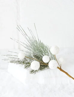 Raz 20" Snowball And Greenery Christmas Tree Pick F4206702