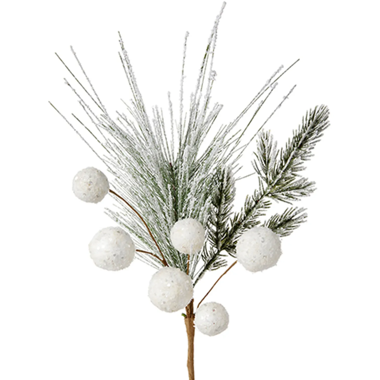 Raz 20" Snowball And Greenery Christmas Tree Pick F4206702
