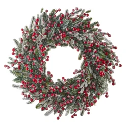 Raz 28" Snowy Berry And Fir Christmas Wreath W4126005