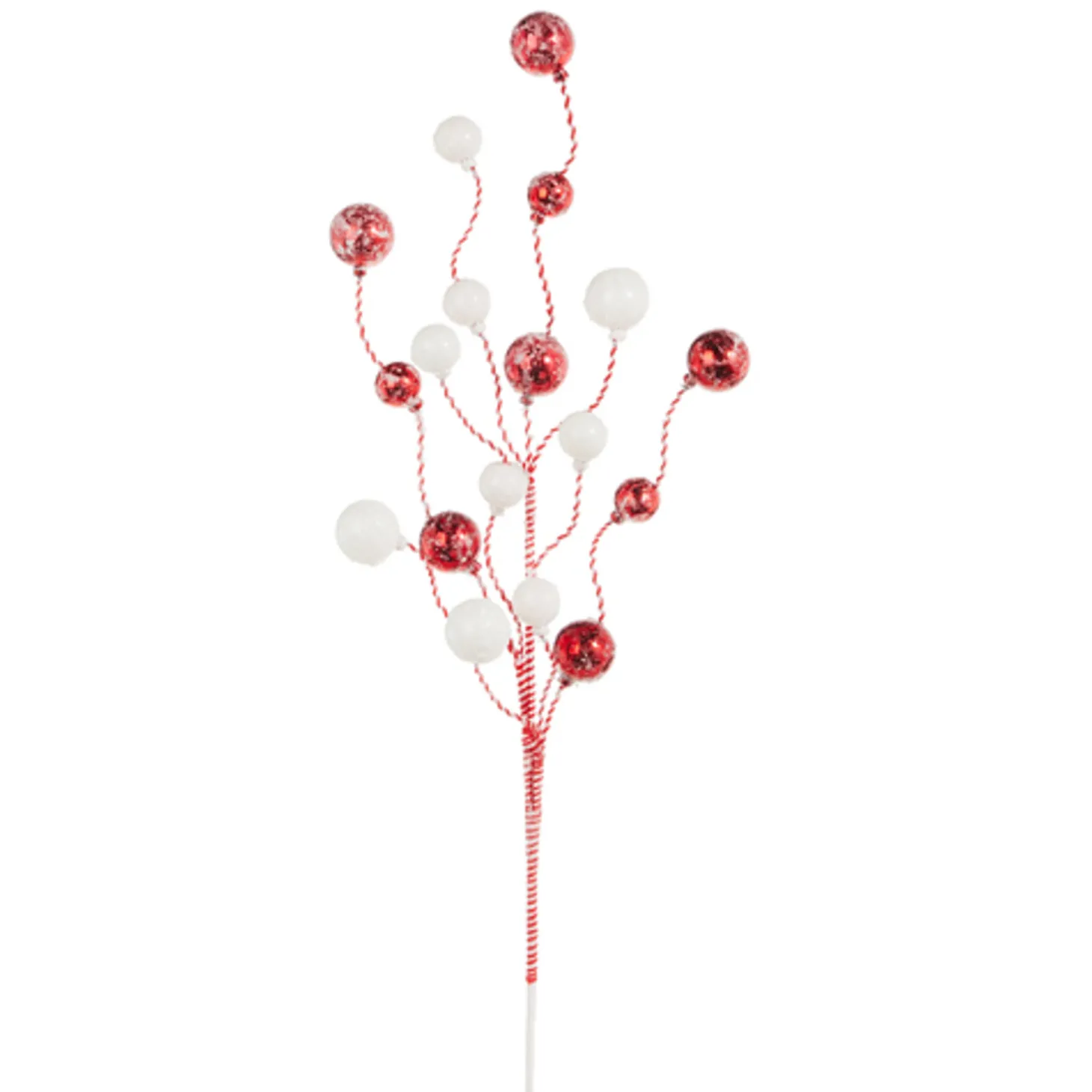 Raz 34" Striped Red And White Glittered Ball Christmas Tree Spray F4306778