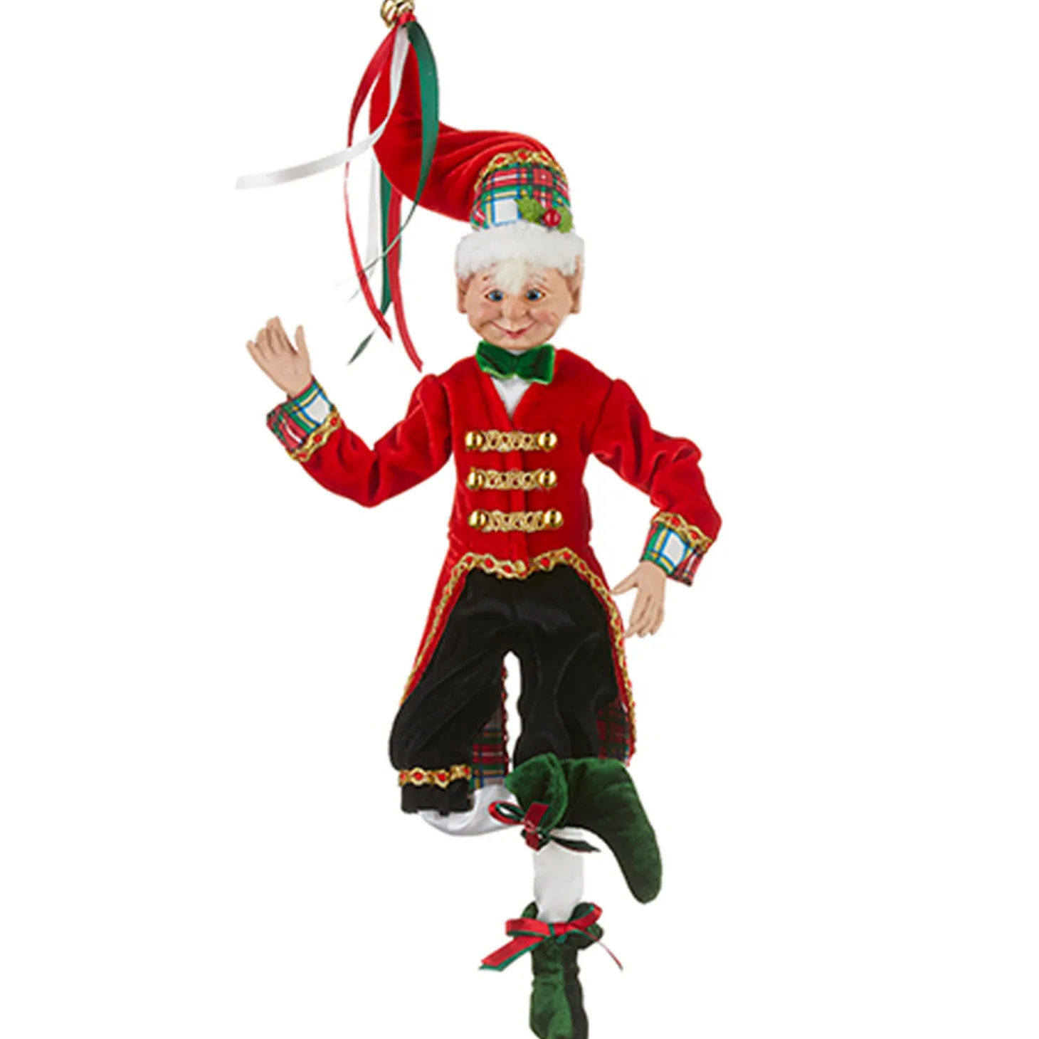 Raz 16" Tartan Plaid Posable Elf Christmas Figure 4202315