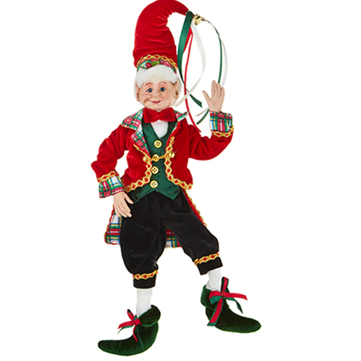 Raz 16" Tartan Plaid Posable Elf Christmas Figure 4202315