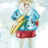 Raz 5.25" Tropical Santa Glass Christmas Ornament 4019097