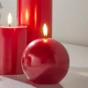Raz 4" Uyuni Metallic Red Round Battery Operated Candle With Lighted Flickering Wick 4434528