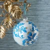 Raz 5" Vintage Blue Floral Delft Ball Glass Christmas Ornament 4352895
