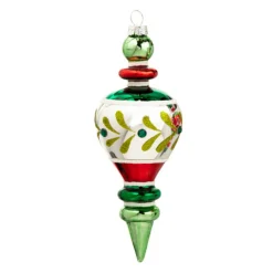 Raz 7" Vintage Inspired Red And Green Glass Finial Christmas Ornament 4424511