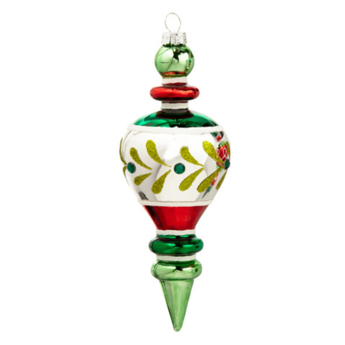 Raz 7" Vintage Inspired Red And Green Glass Finial Christmas Ornament 4424511