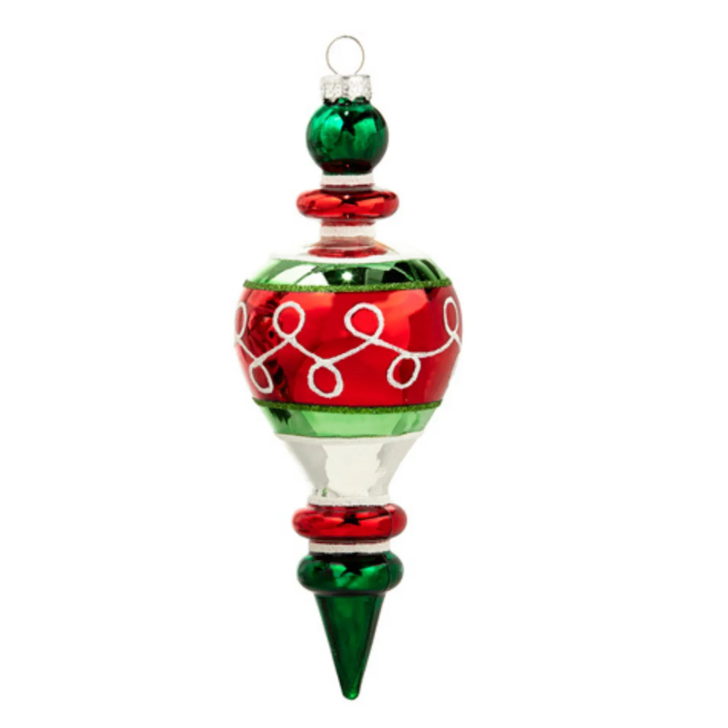 Raz 7" Vintage Inspired Red And Green Glass Finial Christmas Ornament 4424511