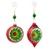 Raz 6" Vintage Red And Green Glass Reflector Christmas Ornament With Hanger 4412512