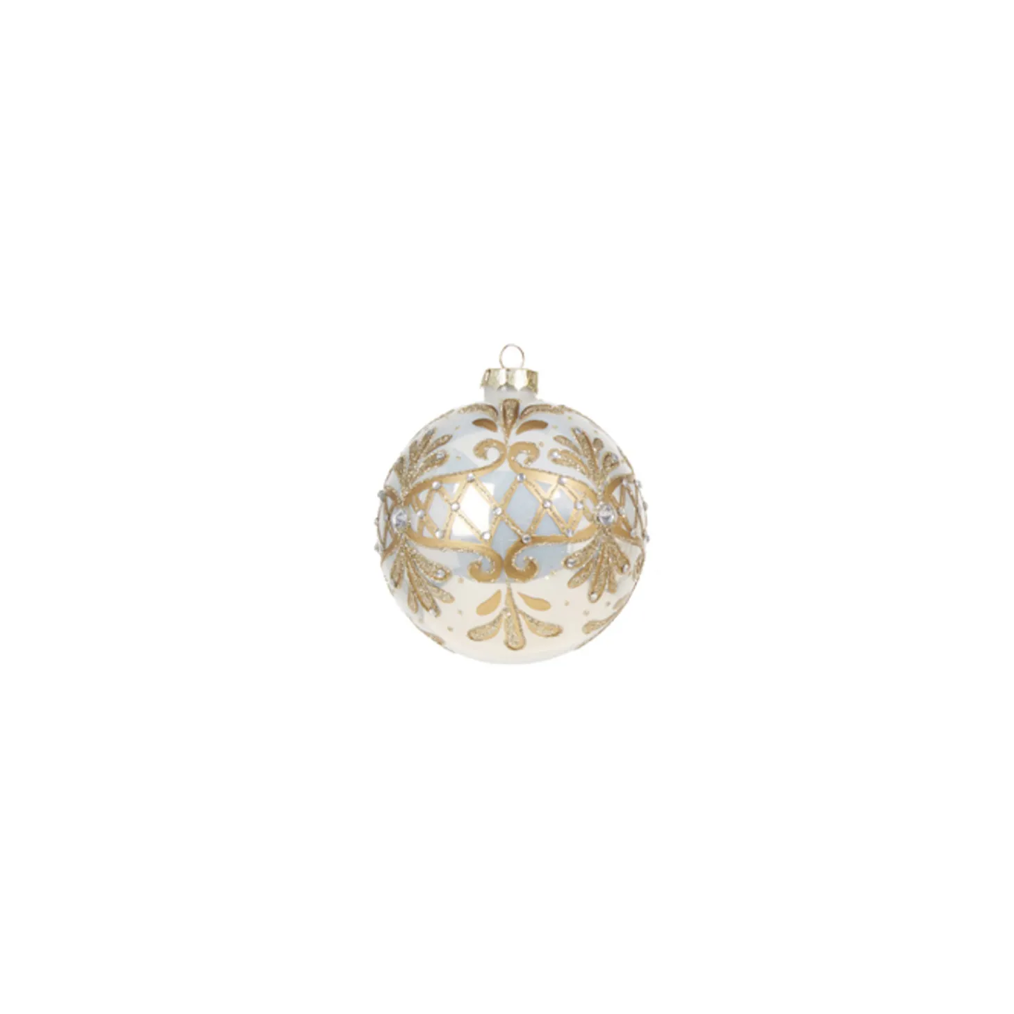Raz 4" White And Gold Embellished Glass Christmas Ornament 4322842