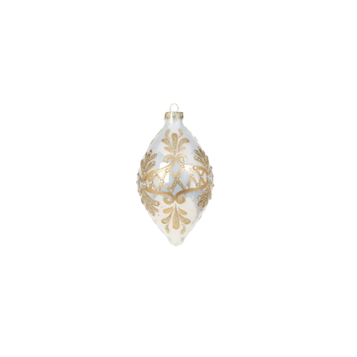 Raz 4" White And Gold Embellished Glass Christmas Ornament 4322842