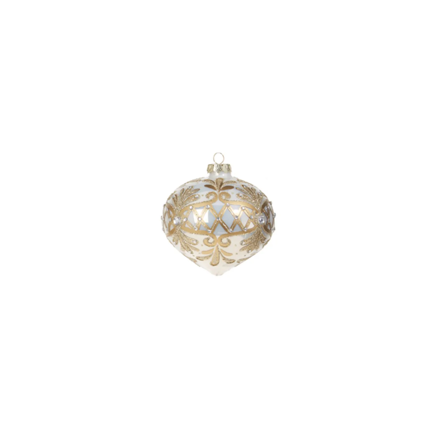 Raz 4" White And Gold Embellished Glass Christmas Ornament 4322842