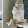Raz 4" White And Gold Tweed Wired Christmas Ribbon R4371783