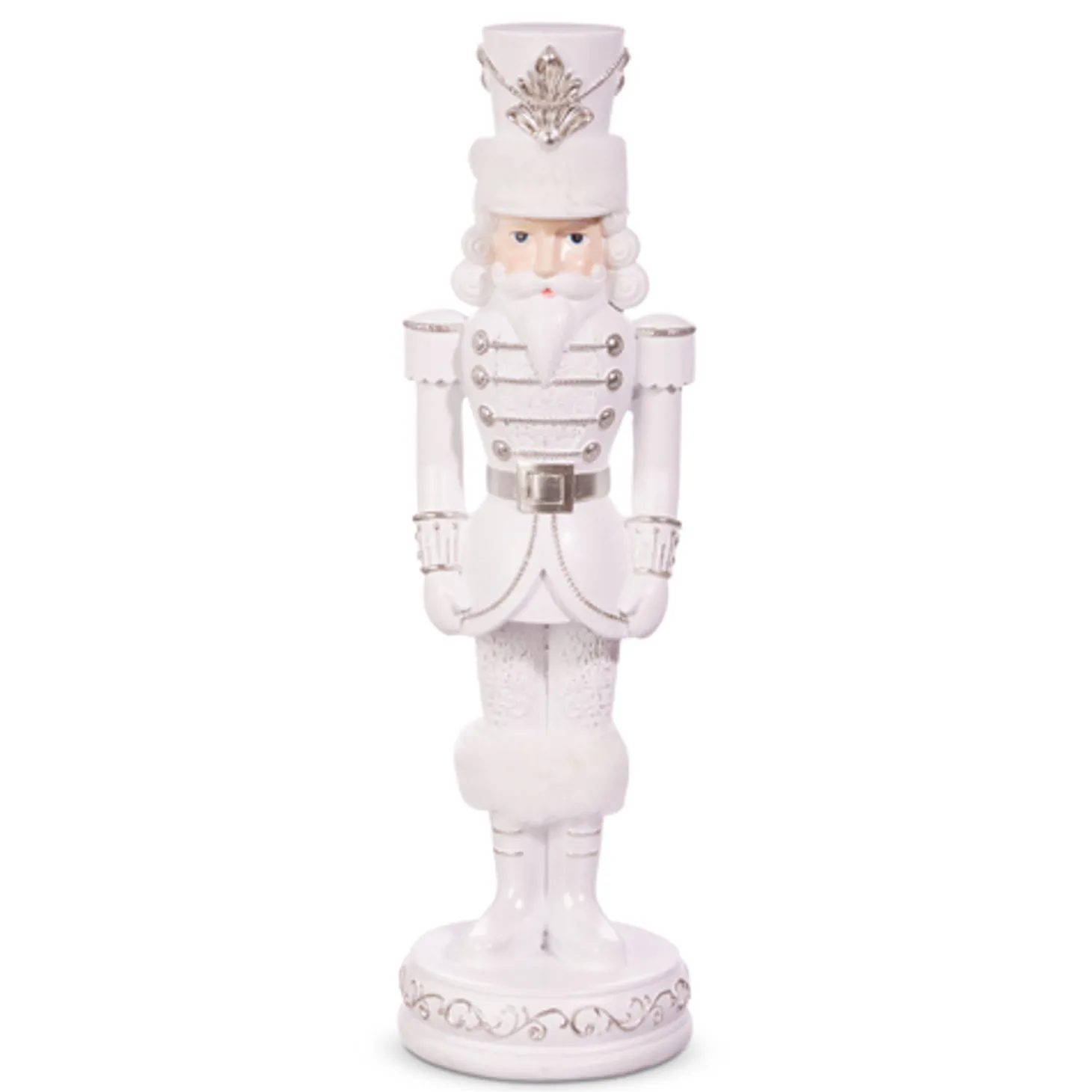 Raz 13" White And Silver Nutcracker Christmas Decoration 4457621