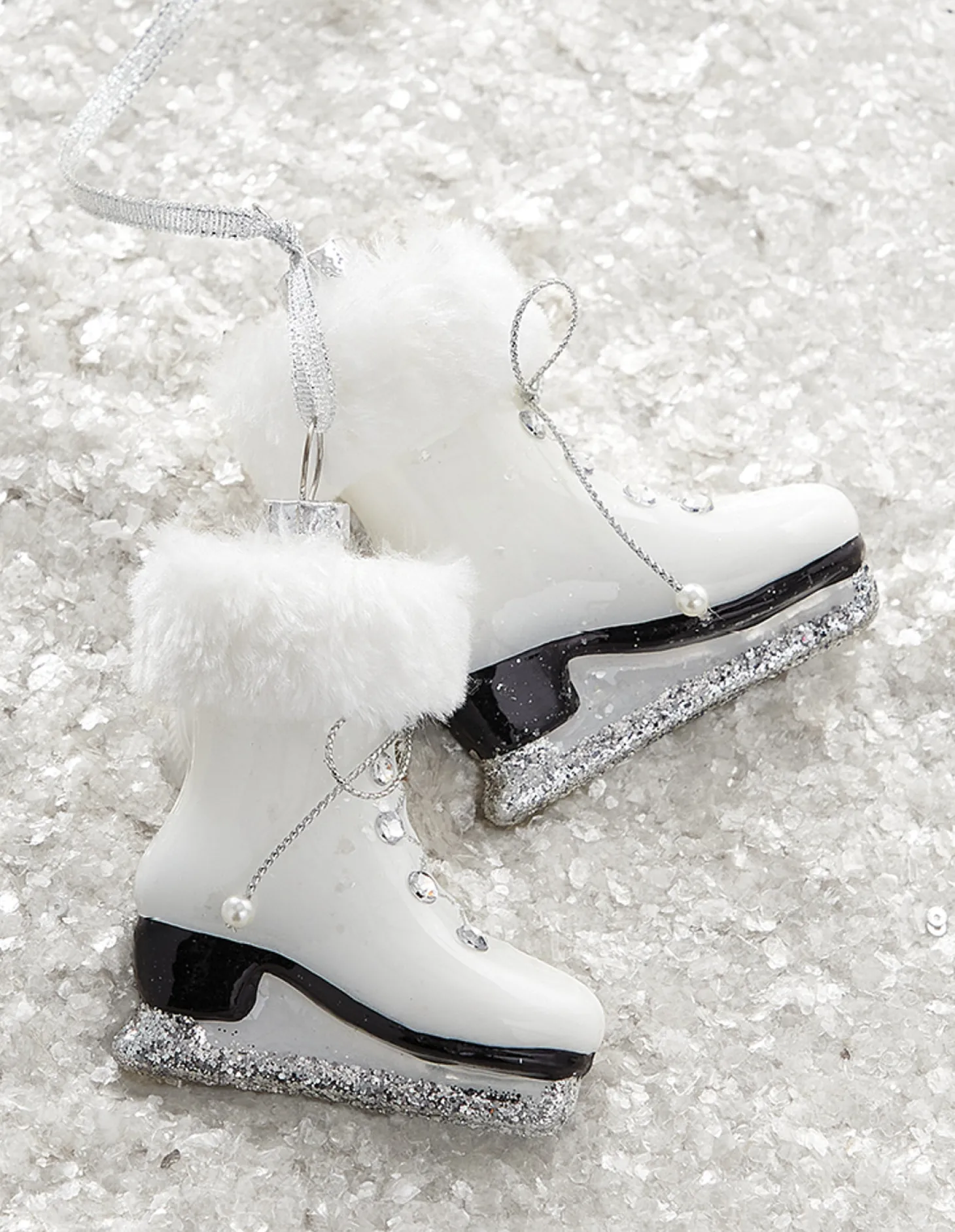Raz 5.5" White Fur Trim Skates Glass Christmas Ornament 4220921