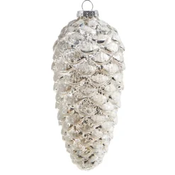 Raz 5.75" White Glittered Pinecone Glass Christmas Ornament 4322818