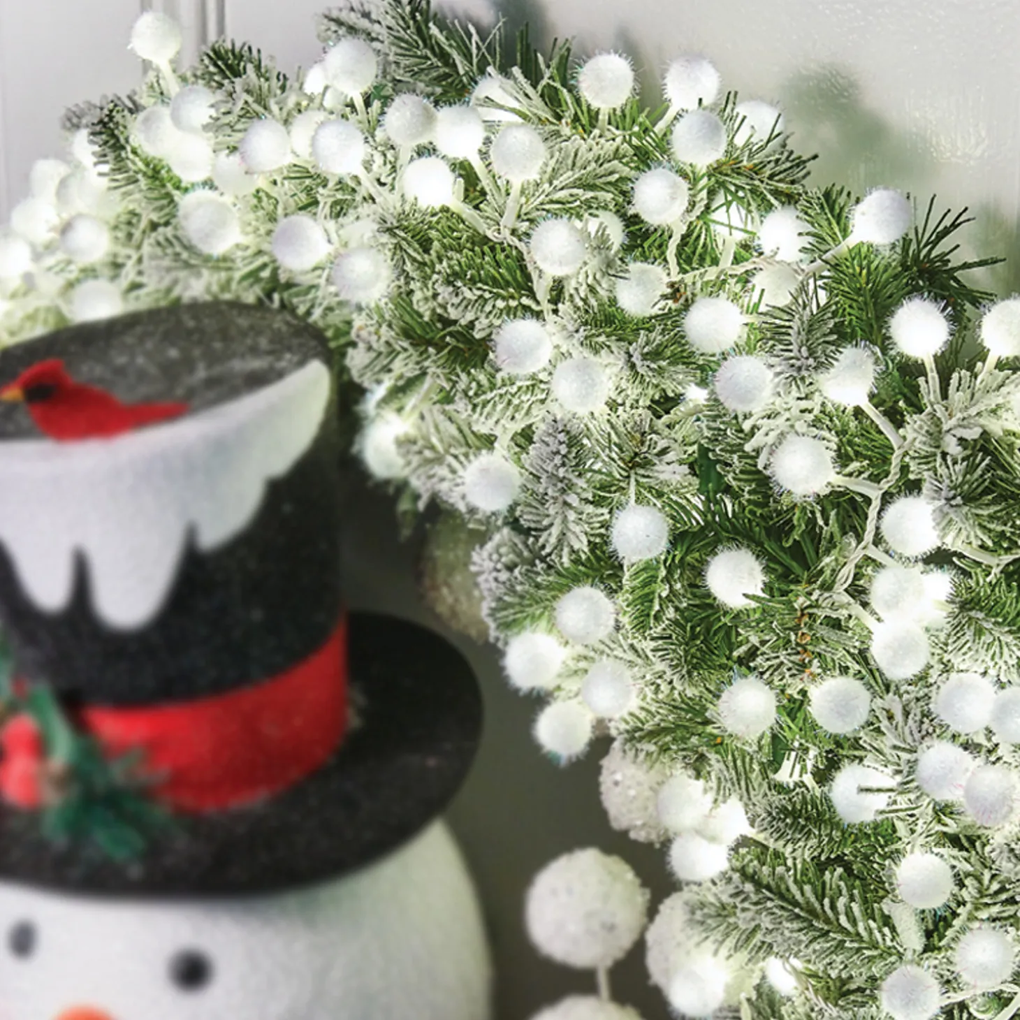 Raz 8' White Snowball LED Snake Light Christmas Lights L4037022