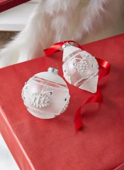 Raz 4" White Textured Pinecone Glass Christmas Ornament 4324587