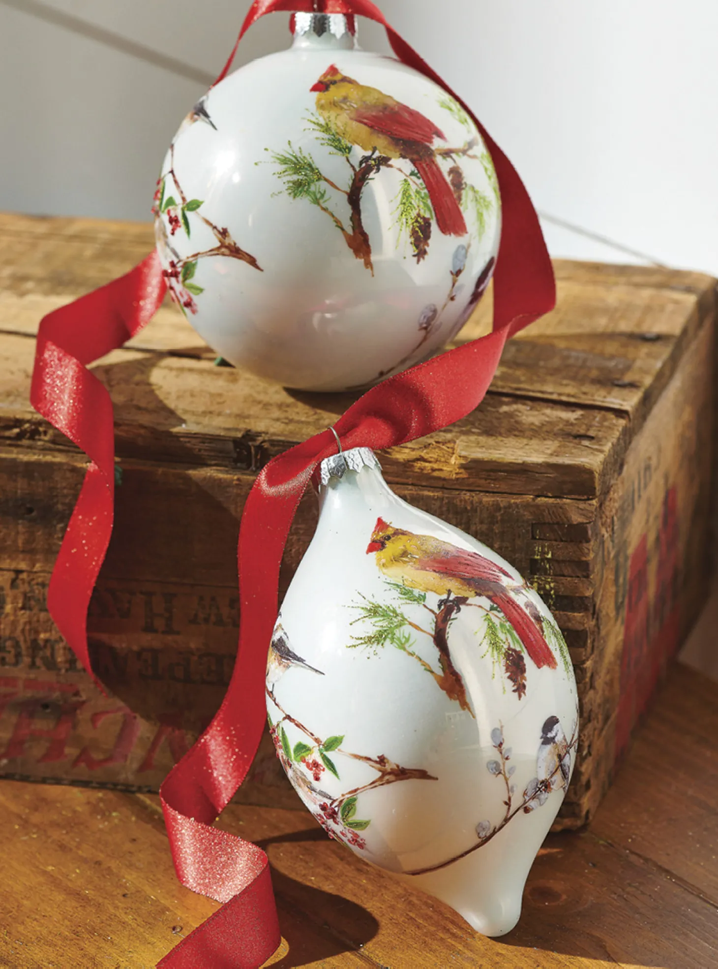 Raz 4.75" Winter Bird Glass Christmas Ornament 4024608