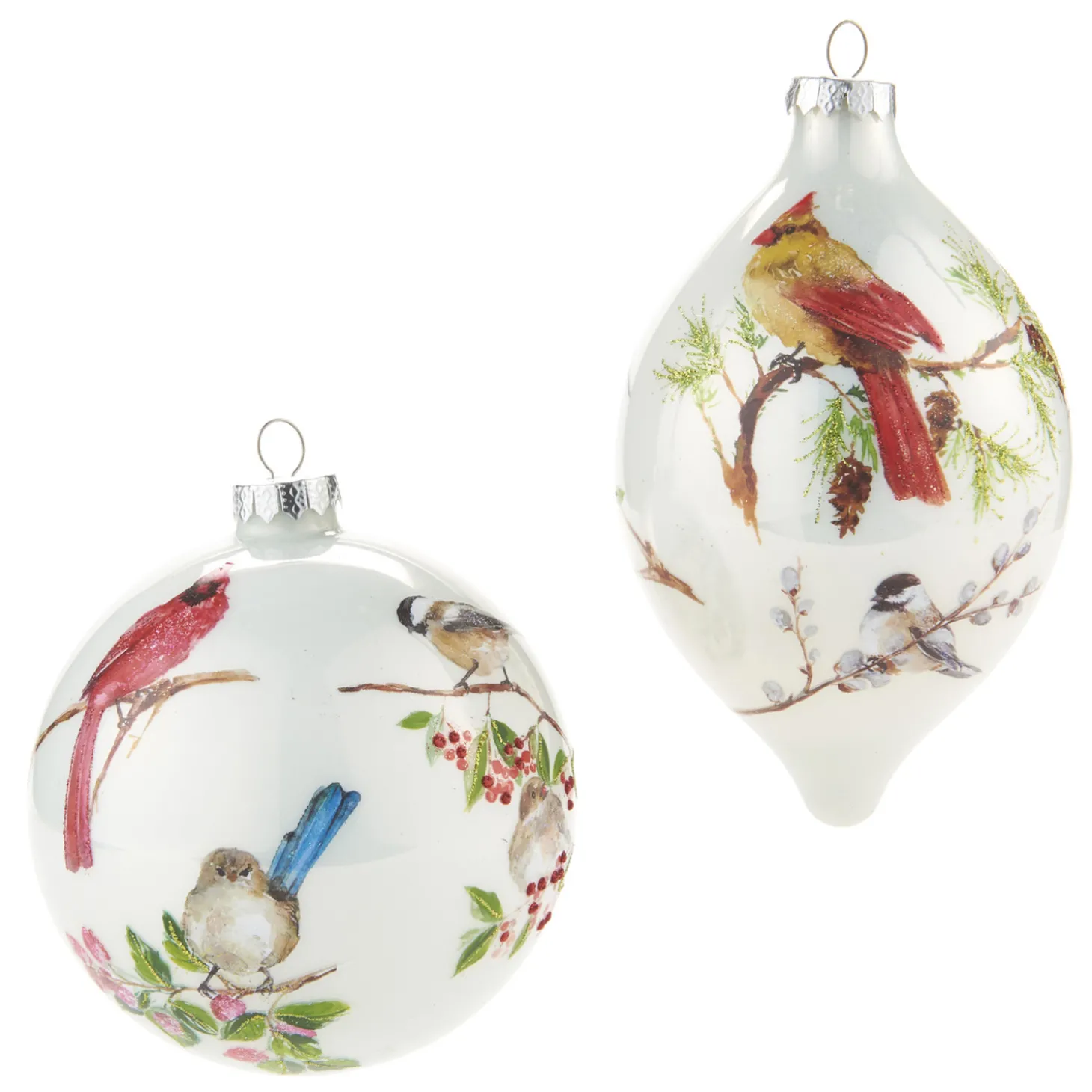 Raz 4.75" Winter Bird Glass Christmas Ornament 4024608
