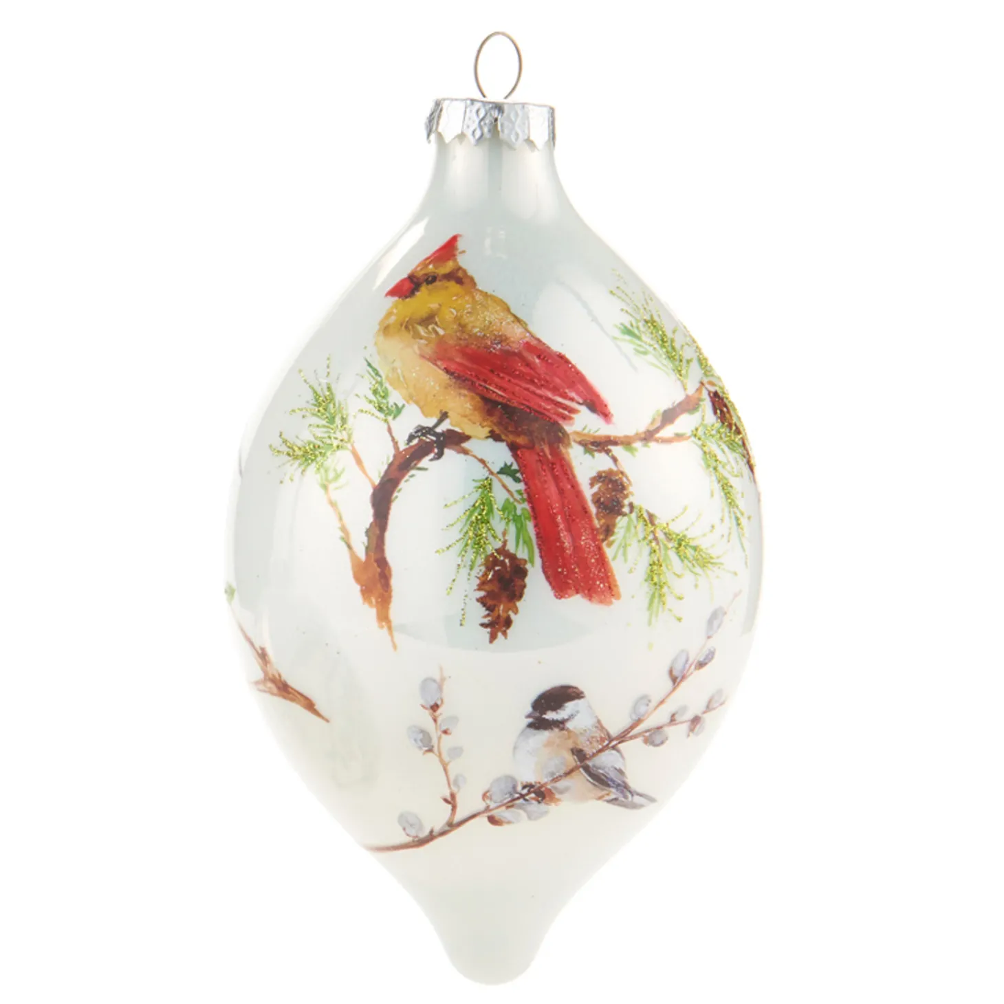 Raz 4.75" Winter Bird Glass Christmas Ornament 4024608
