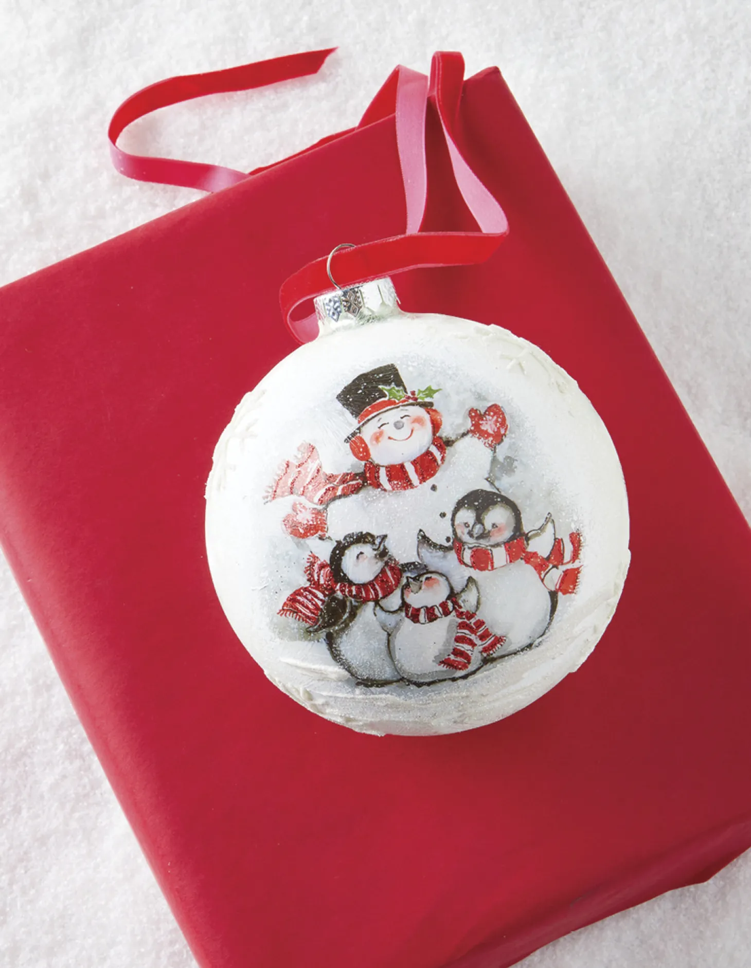 Raz 5" Winter Friends Glass Ball Christmas Ornament 4124550