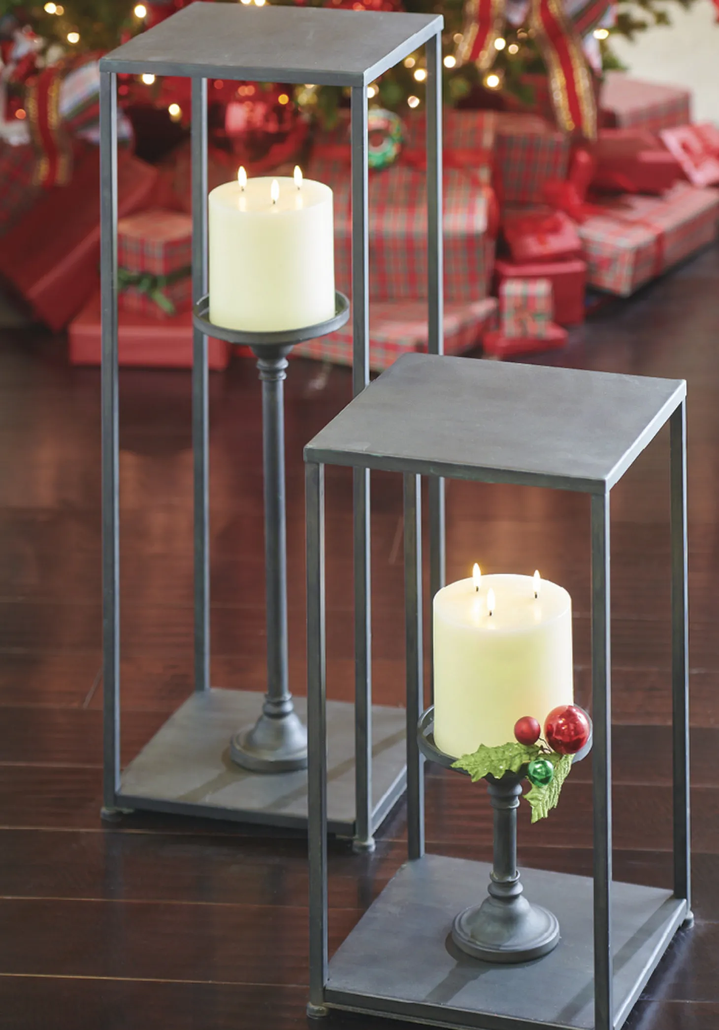 Raz Black Box Frame Square Candle Holder Christmas Decoration