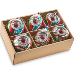 Raz Box Of 6 5.25" Multicolor Vintage Glass Christmas Ornaments 4320853