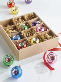 Raz Box Of 2" Vintage Reflector Glass Christmas Ornament 4220974