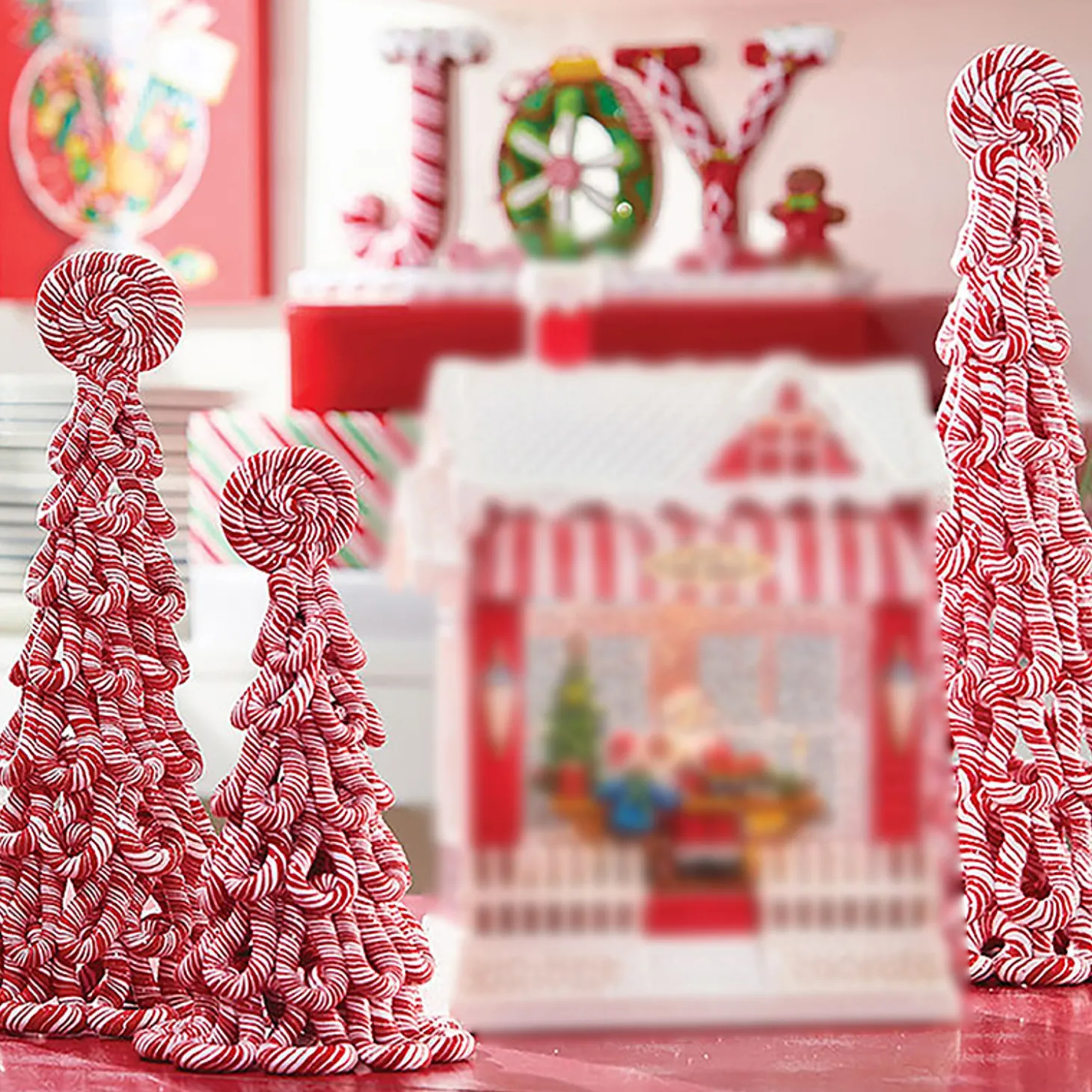 Raz Claydough Peppermint Candy Tree Christmas Figure Set Of 3 3116231