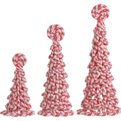 Raz Claydough Peppermint Candy Tree Christmas Figure Set Of 3 3116231