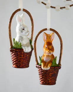Raz Eric Cortina 5.5" Basket With Bunny Glass Easter Ornament 4453104