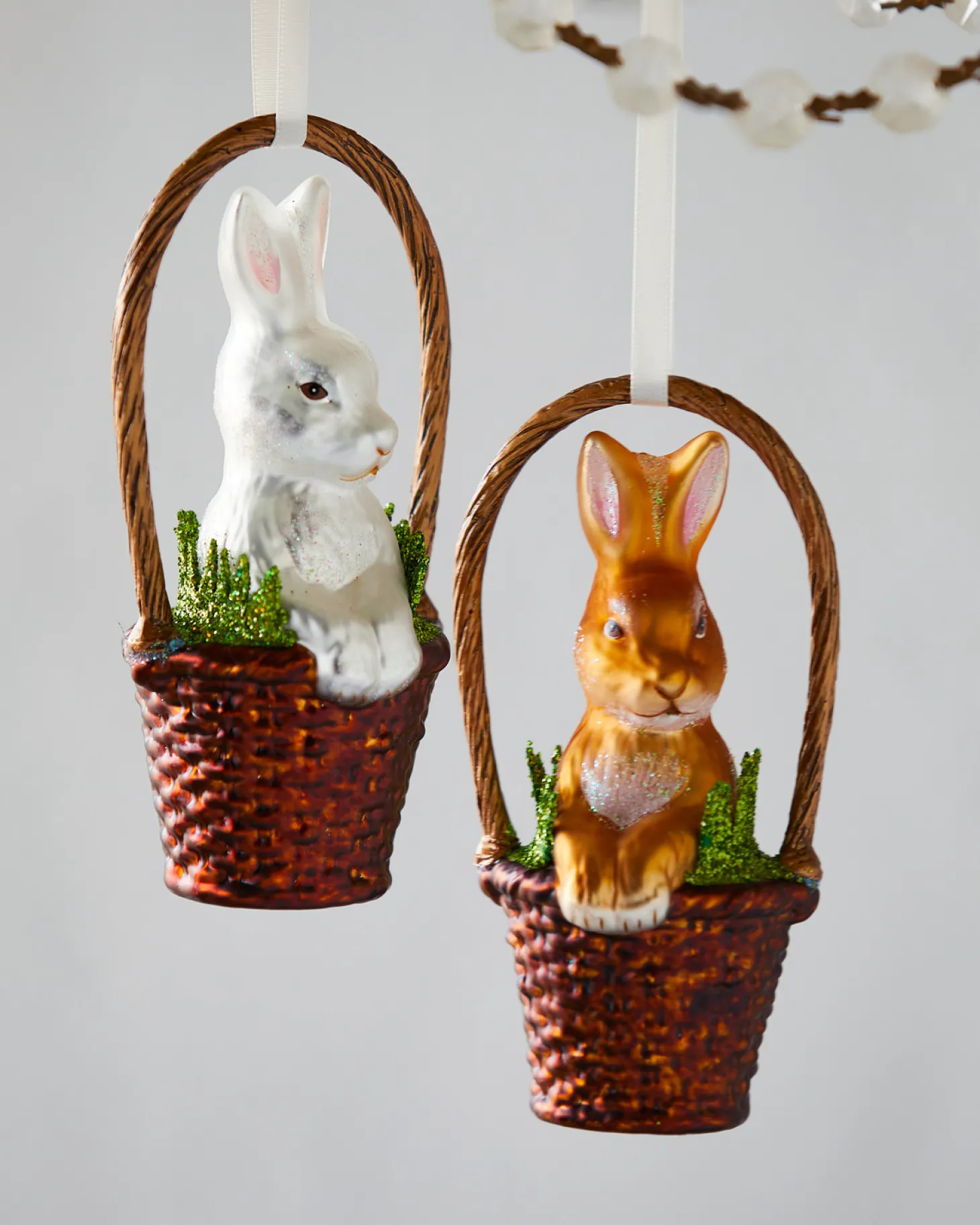 Raz Eric Cortina 5.5" Basket With Bunny Glass Easter Ornament 4453104
