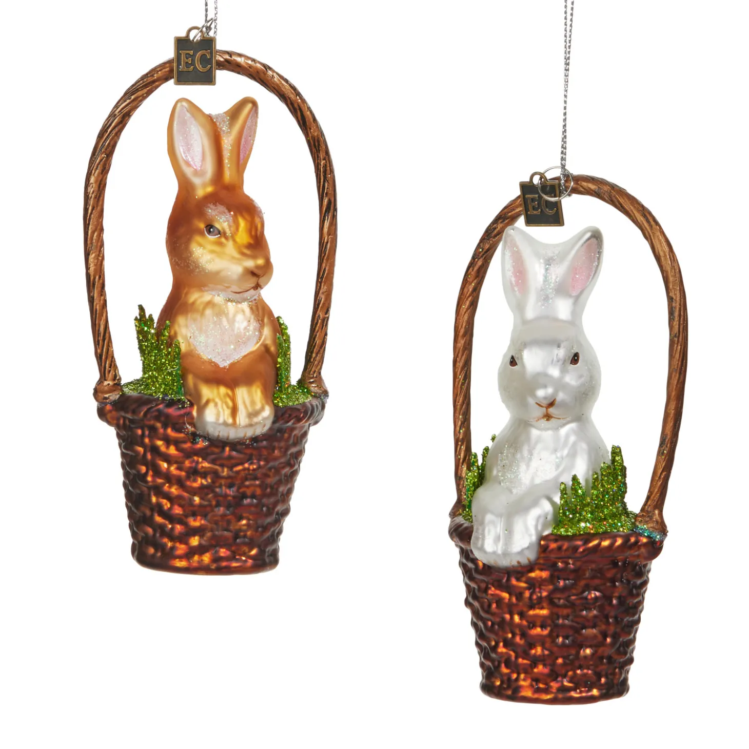 Raz Eric Cortina 5.5" Basket With Bunny Glass Easter Ornament 4453104