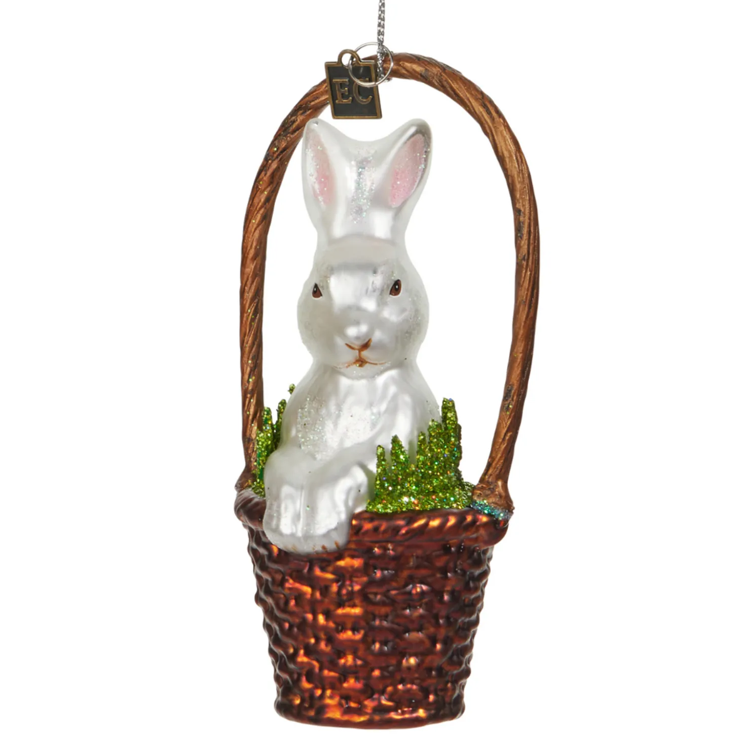 Raz Eric Cortina 5.5" Basket With Bunny Glass Easter Ornament 4453104