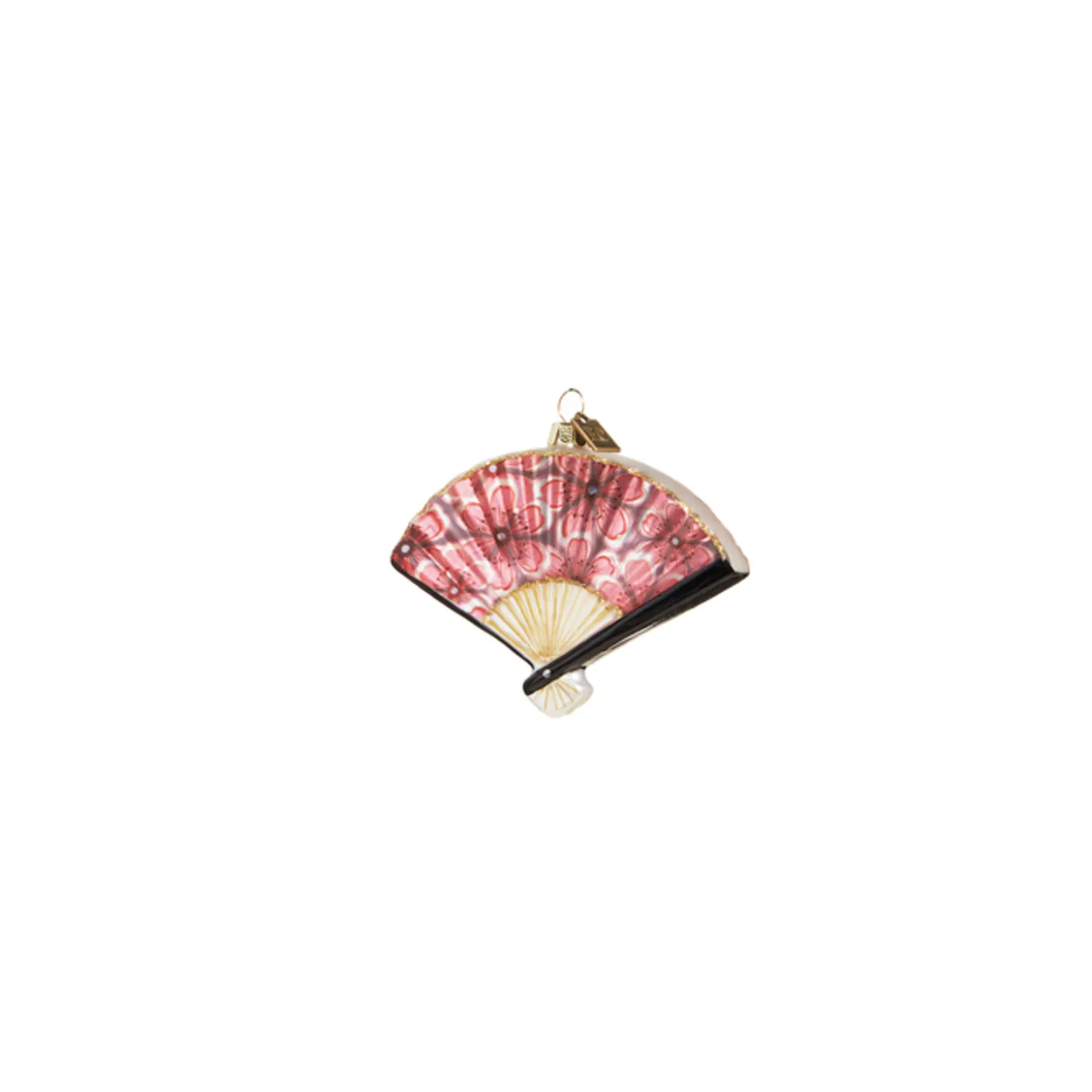Raz Eric Cortina 4.25" Chinese Floral Fan Glass Christmas Ornament 4353138