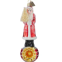 Raz Eric Cortina 6.5" Elegant Snowflake Santa With Reflector Glass Christmas Ornament 4253162