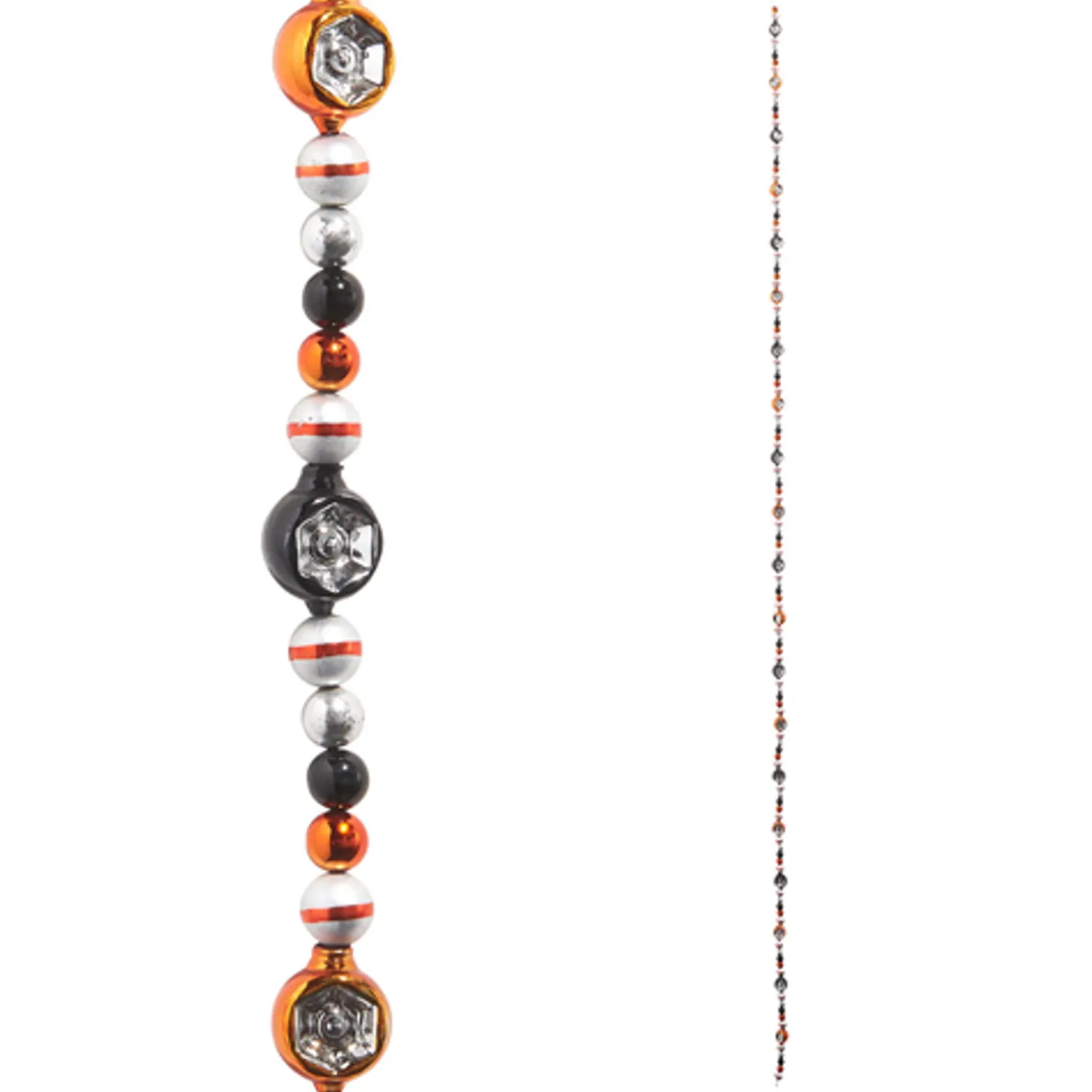Raz Eric Cortina 6' Halloween Black And Orange Reflector Ball Glass Garland G4453120