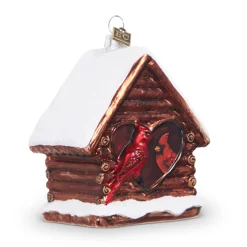 Raz Eric Cortina 4" Home Sweet Home Cardinal Glass Christmas Ornament 4353113