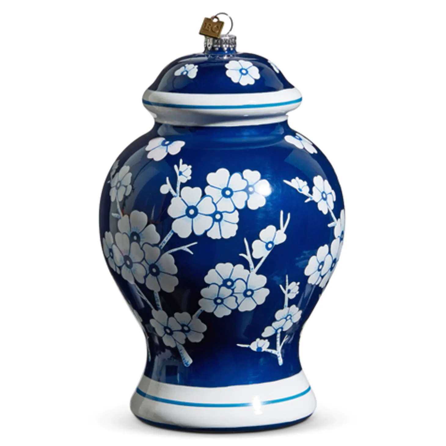 Raz Eric Cortina 8" Large Blue Ginger Jar Glass Christmas 4453181