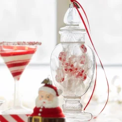Raz Eric Cortina 8.25" Large Peppermint Candy Jar Glass Christmas 4453127