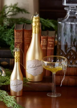 Raz Eric Cortina 5.75" Or 8.25" Congratulations Gold Champagne Glass Christmas Ornament