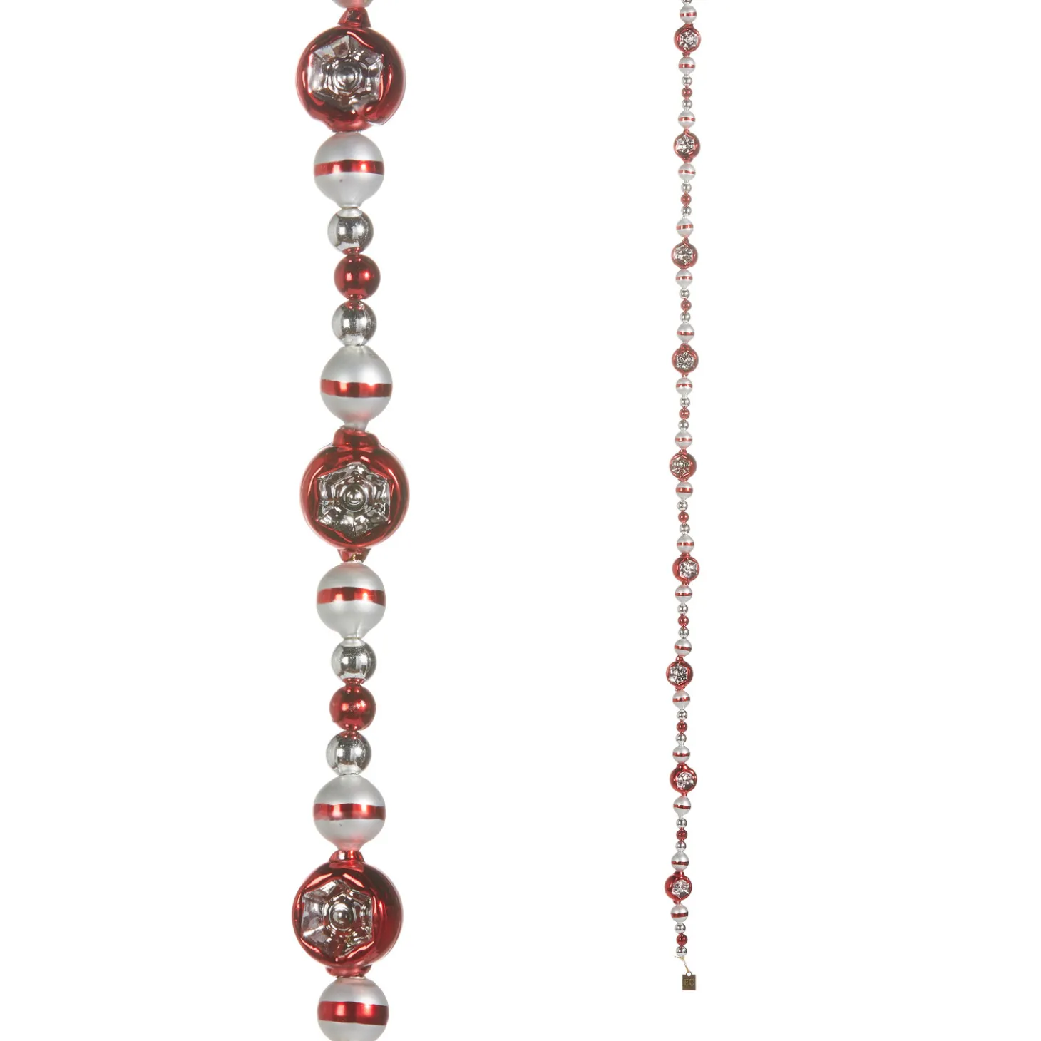 Raz Eric Cortina 6' Red And Silver Reflector Glass Christmas Tree Garland G4353160