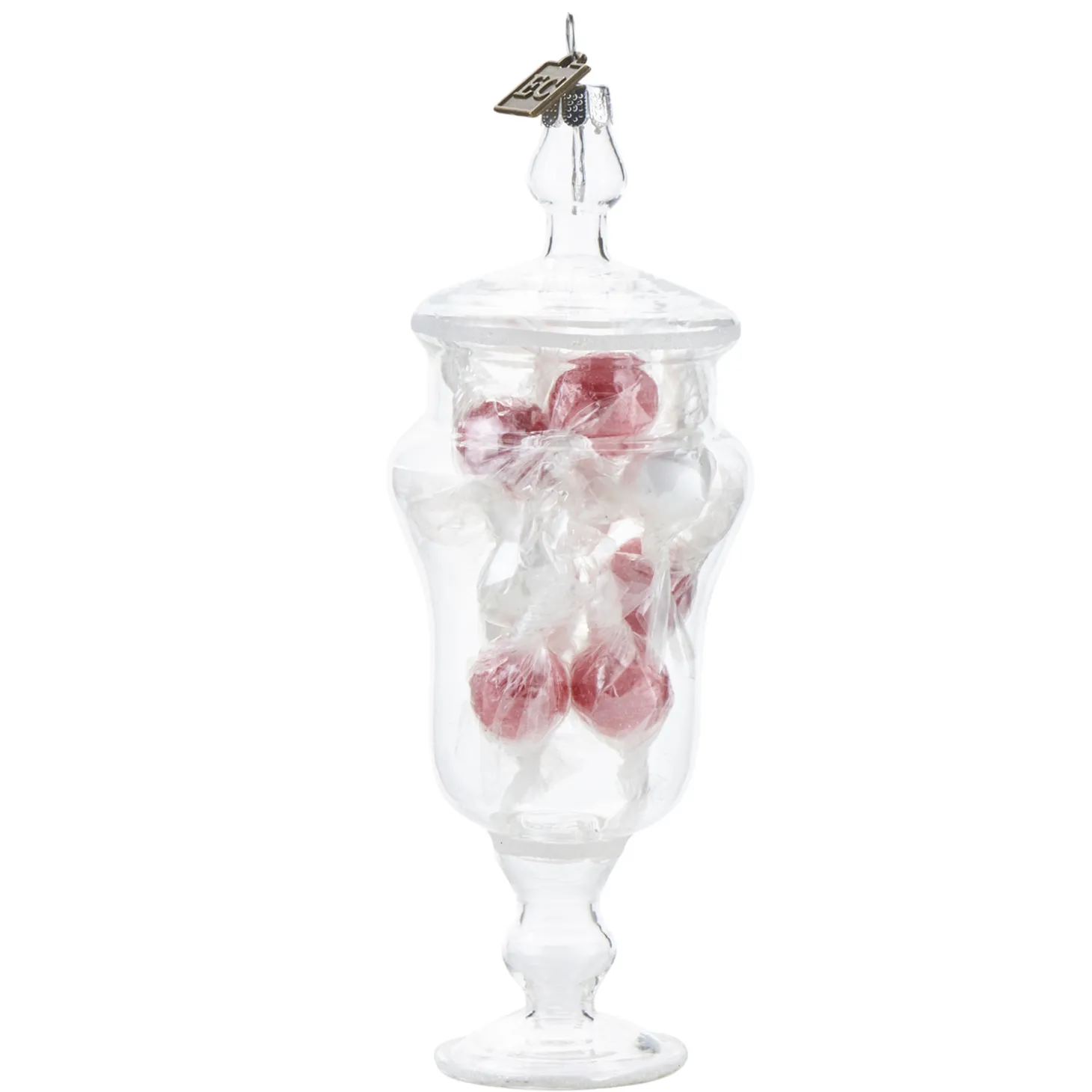 Raz Eric Cortina Clear Glass Peppermint Candy Jar Glass Christmas Ornament