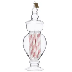 Raz Eric Cortina Clear Glass Peppermint Candy Jar Glass Christmas Ornament
